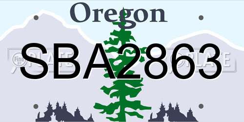 SBA2863 Oregon License Plate