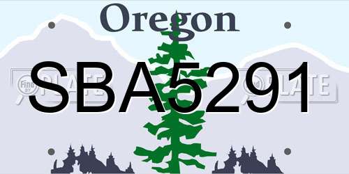 SBA5291 Oregon License Plate
