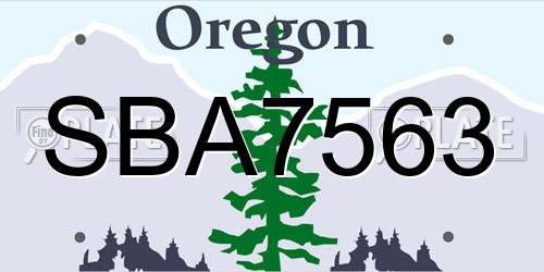 SBA7563 Oregon License Plate