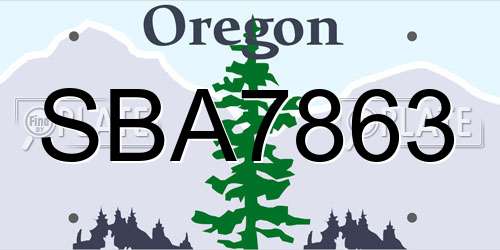 SBA7863 Oregon License Plate