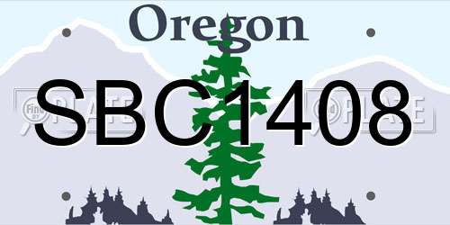 SBC1408 Oregon License Plate