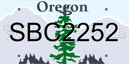 SBC2252 Oregon License Plate