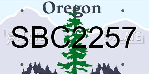 SBC2257 Oregon License Plate