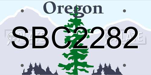SBC2282 Oregon License Plate