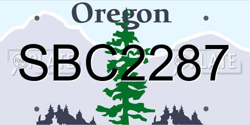 SBC2287 Oregon License Plate