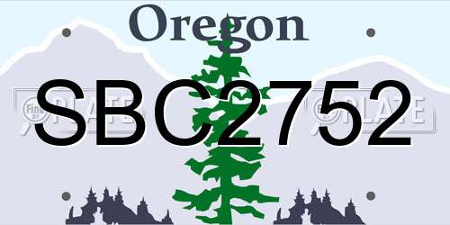 SBC2752 Oregon License Plate