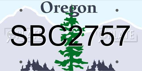 SBC2757 Oregon License Plate