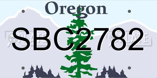 SBC2782 Oregon License Plate