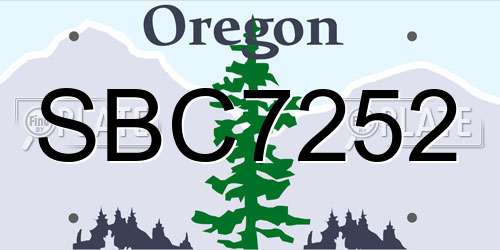 SBC7252 Oregon License Plate