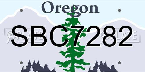 SBC7282 Oregon License Plate