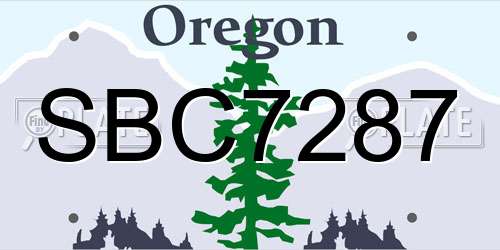 SBC7287 Oregon License Plate