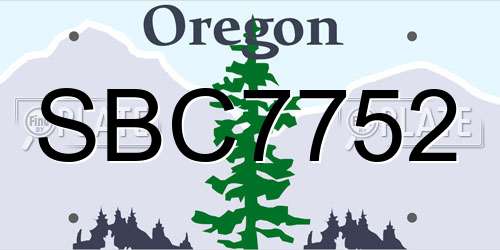 SBC7752 Oregon License Plate