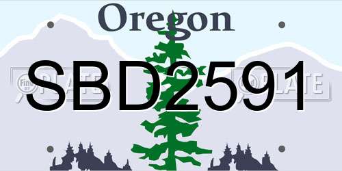 SBD2591 Oregon License Plate