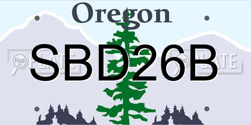 SBD26B Oregon License Plate