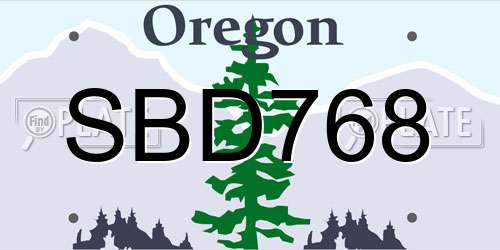SBD768 Oregon License Plate