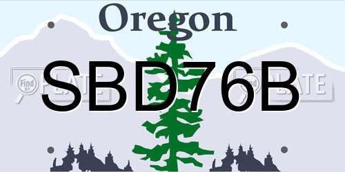 SBD76B Oregon License Plate