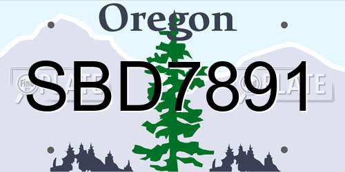 SBD7891 Oregon License Plate