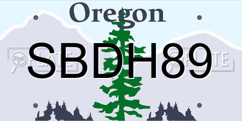 SBDH89 Oregon License Plate