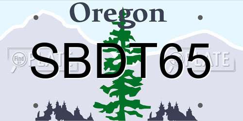 SBDT65 Oregon License Plate