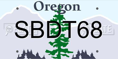 SBDT68 Oregon License Plate