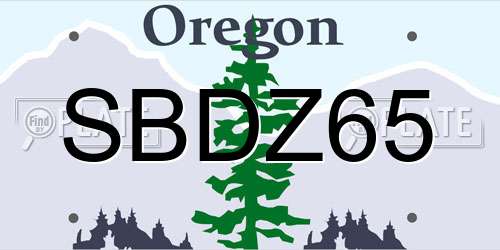 SBDZ65 Oregon License Plate