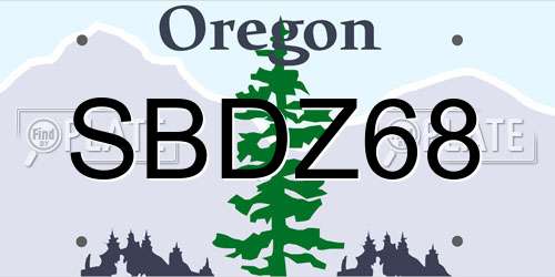 SBDZ68 Oregon License Plate