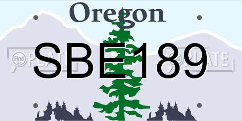 SBE189 Oregon License Plate