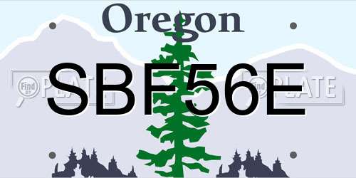SBF56E Oregon License Plate