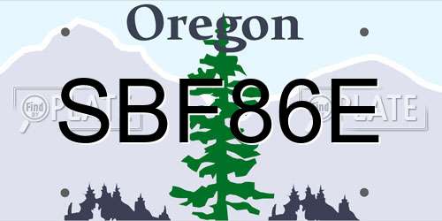 SBF86E Oregon License Plate