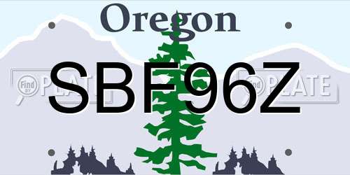 SBF96Z Oregon License Plate