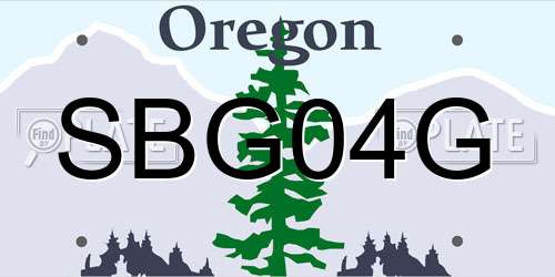 SBG04G Oregon License Plate