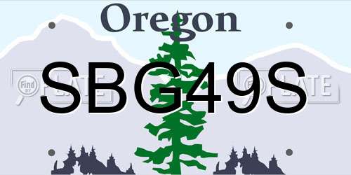 SBG49S Oregon License Plate