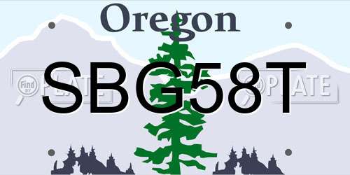 SBG58T Oregon License Plate