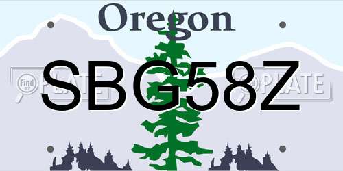 SBG58Z Oregon License Plate