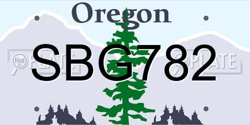 SBG782 Oregon License Plate
