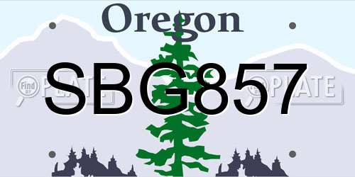 SBG857 Oregon License Plate