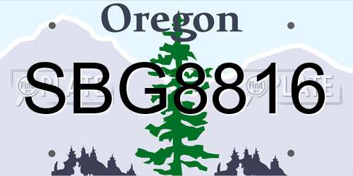 SBG8816 Oregon License Plate