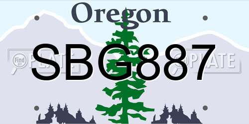 SBG887 Oregon License Plate