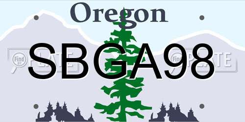SBGA98 Oregon License Plate