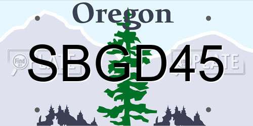 SBGD45 Oregon License Plate