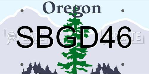 SBGD46 Oregon License Plate