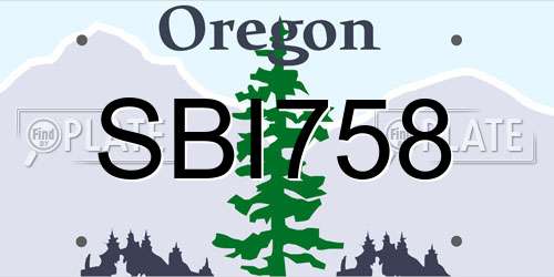SBI758 Oregon License Plate