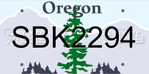 SBK2294 Oregon License Plate