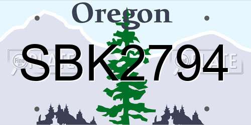 SBK2794 Oregon License Plate