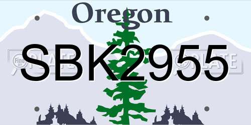 SBK2955 Oregon License Plate