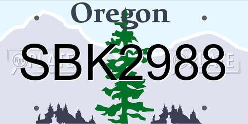 SBK2988 Oregon License Plate