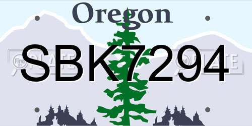 SBK7294 Oregon License Plate