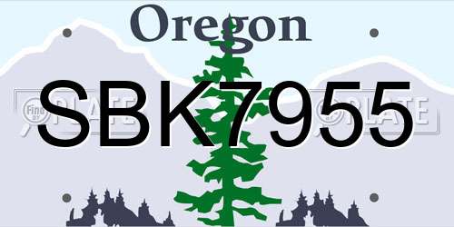 SBK7955 Oregon License Plate