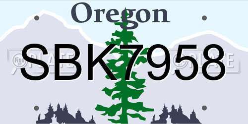 SBK7958 Oregon License Plate
