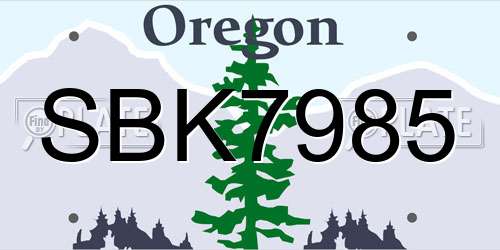 SBK7985 Oregon License Plate